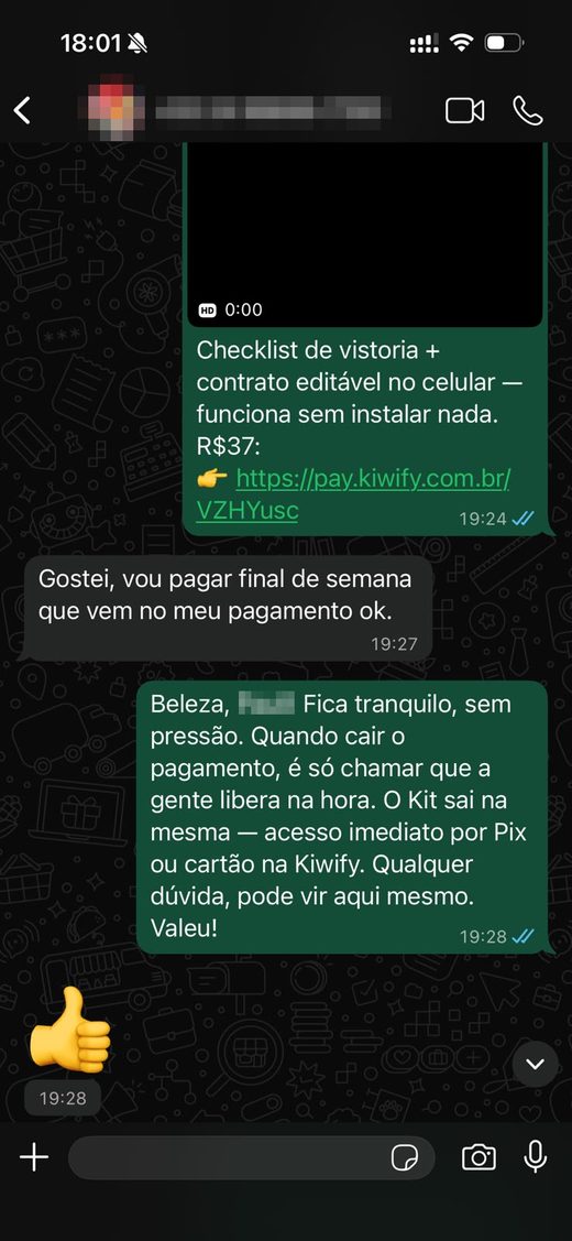 O cliente diz que vai pagar no fim de semana e o robô encerra sem pressionar