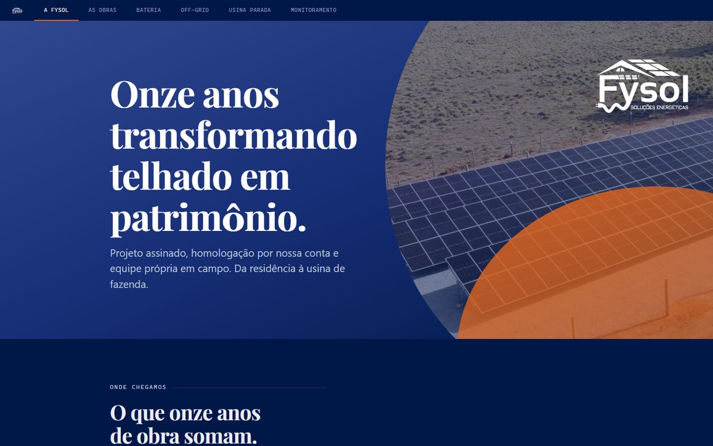 Portfólio comercial em cinco páginas